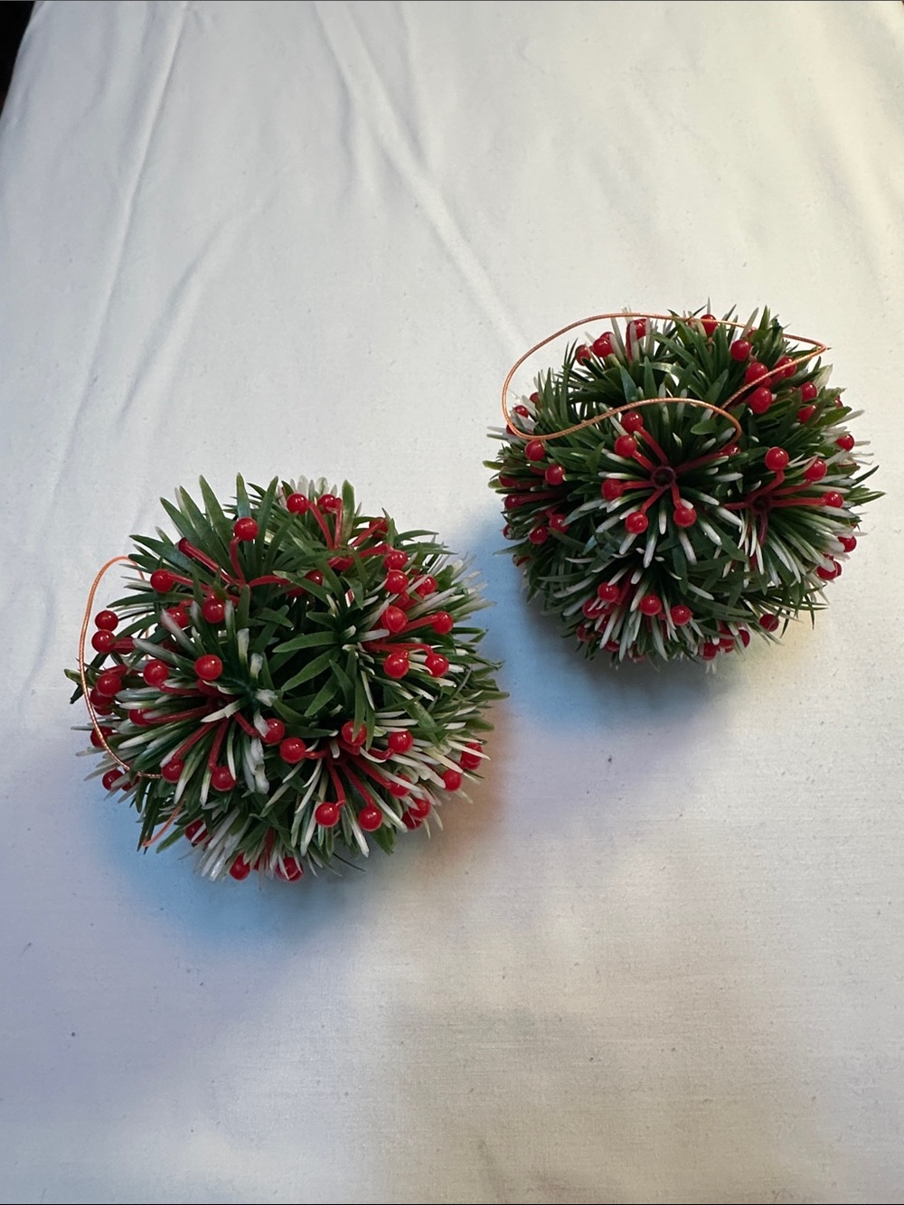 Set of two vintage plastic spike ball ornaments